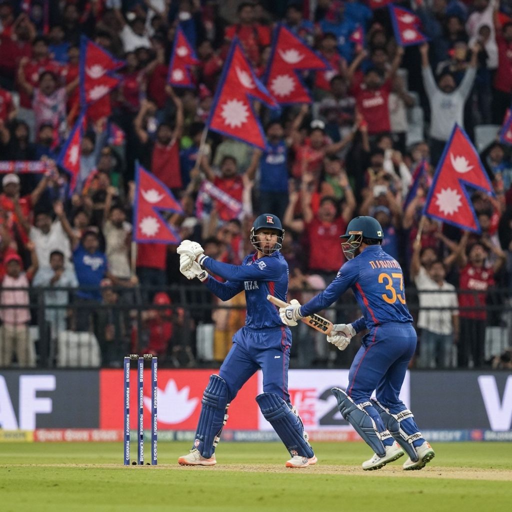 Nepal Cricket Team in World Cup with flag colors